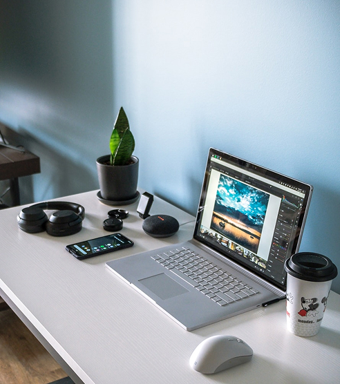 Modern workspace with laptop